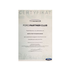 Certyfikat Ford Partner Club